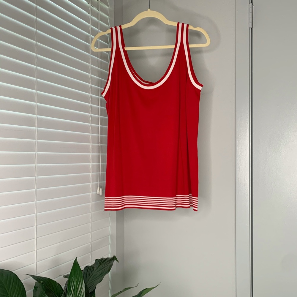 Red acrylic knit sleeveless top